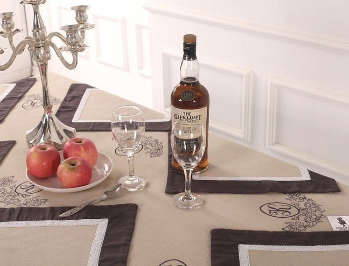 Салфетки Лен Ла-Рошель бежевый/шоколадный 40х40 см