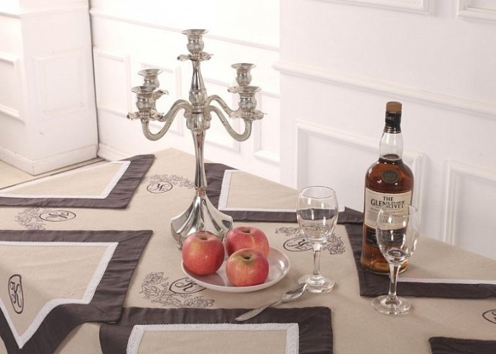 Салфетки Лен Ла-Рошель бежевый/шоколадный 40х40 см