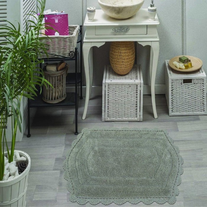 BELLA (серая) Набор ков. для ванной кружевной 50х70 и 60х100см