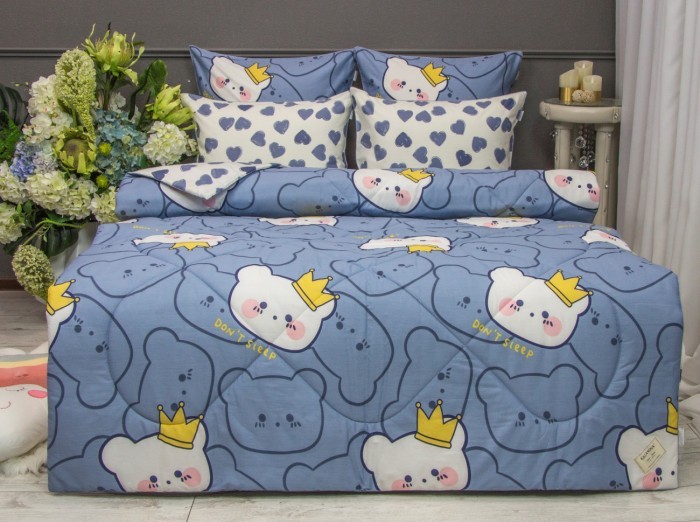 Постельное белье Fluffy Blue (голубой жемчуг) Print Cotton полуторное