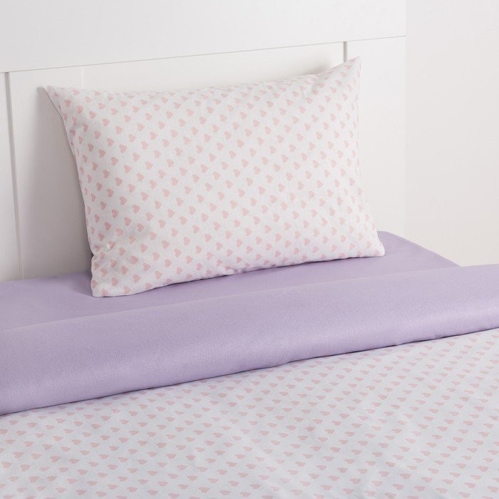 Постельное бельё «Этель» 1,5 сп Розовые сердечки 143х215 см, 150х214 см, 50х70 см -1 шт, 100% хл, бязь