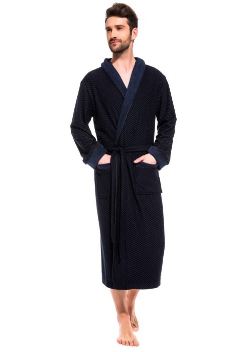 Облегченный махровый халат из бамбука Organique Bamboo  (PM France 419) синий