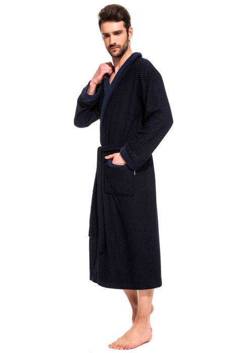 Облегченный махровый халат из бамбука Organique Bamboo  (PM France 419) синий