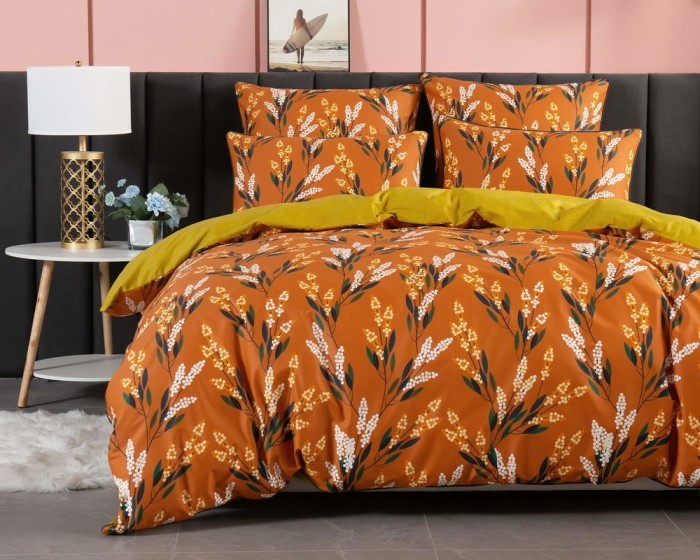 Фрида (оранж) Комплект постельного белья сатин Евро 4н
