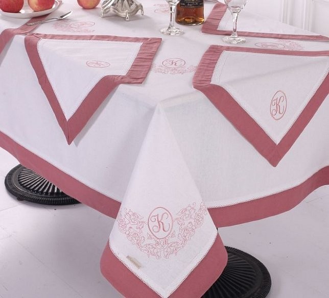 Салфетки Лен Ла-Рошель белый/розовый 40х40см