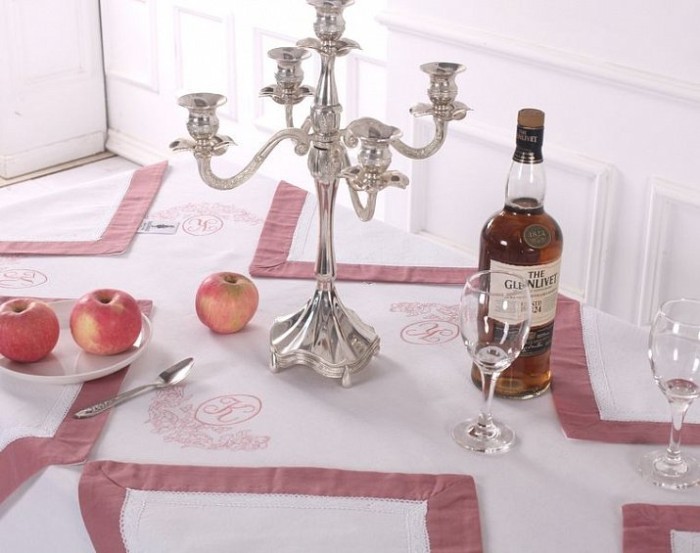 Салфетки Лен Ла-Рошель белый/розовый 40х40см