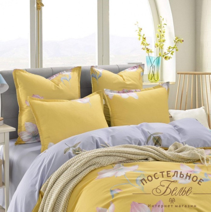 Эми желтый Комплект постельного белья сатин 7Е