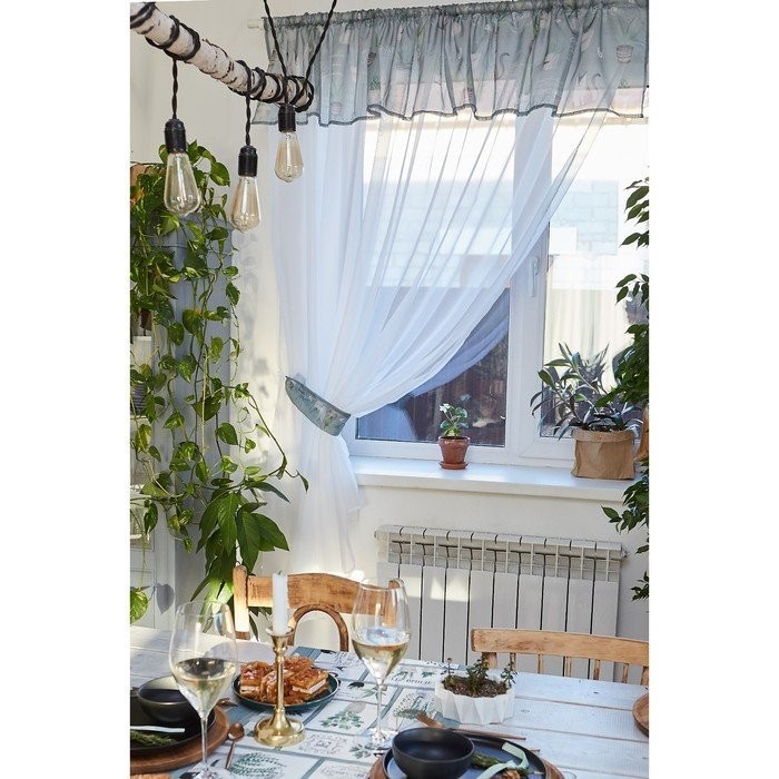 Тюль с подхватом и ламбрекеном "Садовая романтика" 250х200см, 100% п/э, вуаль