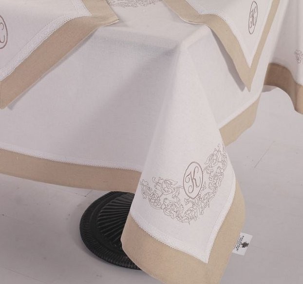 Салфетки Лен Ла-Рошель белый/бежевый 40х40 см