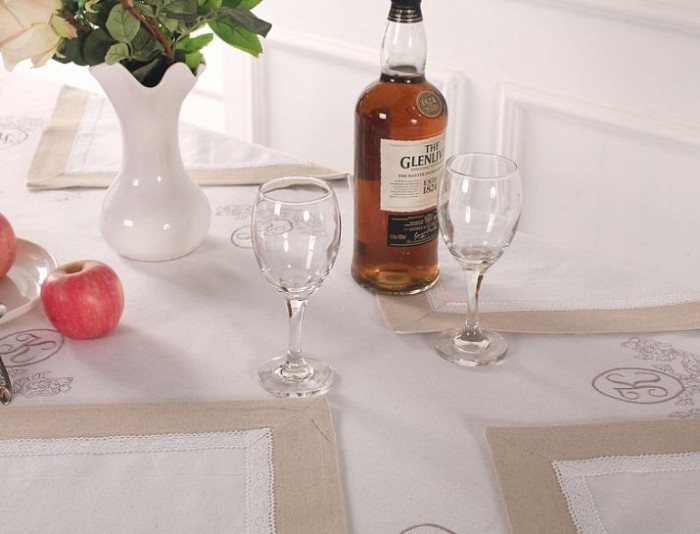 Салфетки Лен Ла-Рошель белый/бежевый 40х40 см