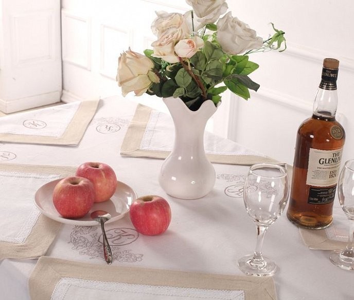 Салфетки Лен Ла-Рошель белый/бежевый 40х40 см