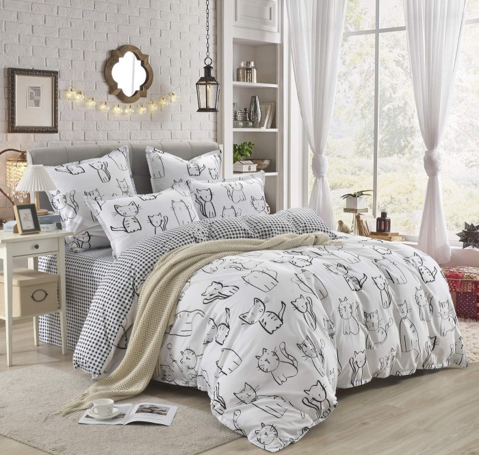 Китти (белый) Комплект постельного белья сатин Евро 4н