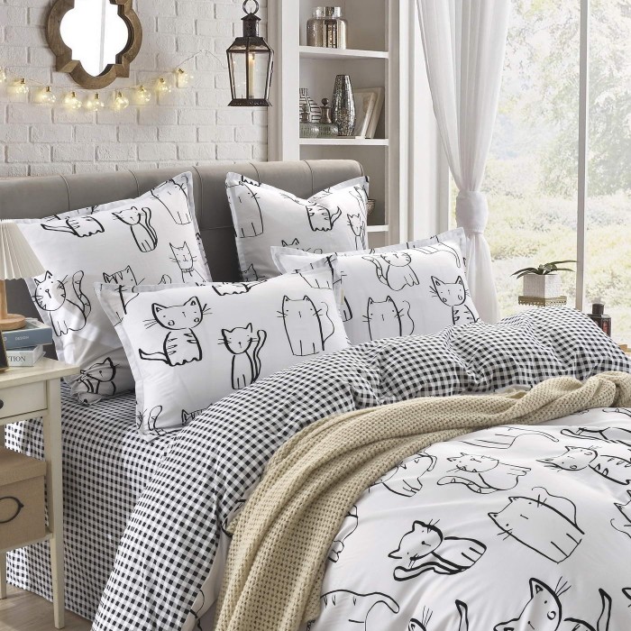 Китти (белый) Комплект постельного белья сатин Евро 4н