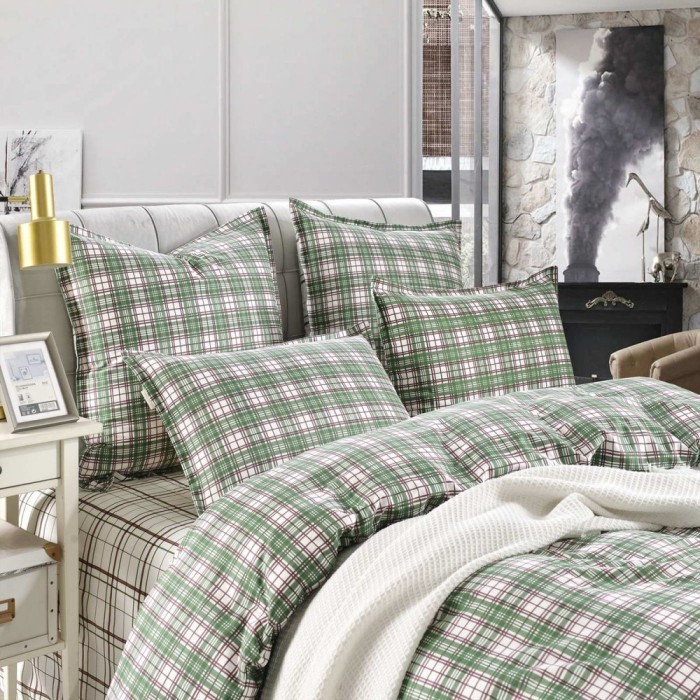 Фидель (зеленый) Комплект постельного белья сатин Евро 4н