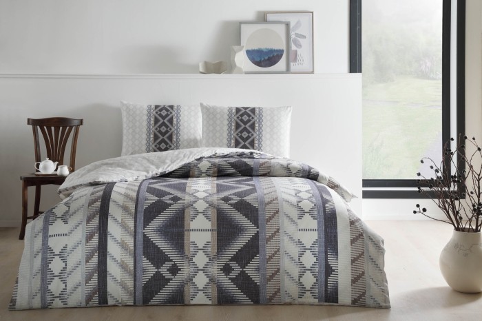 Постельное белье TAC RANFORCE FERLIN полуторное темно-синий