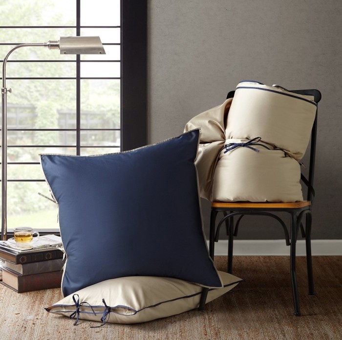 Наволочка Sharmes "Luca" Серо-бежевый/Темно-синий 70х70