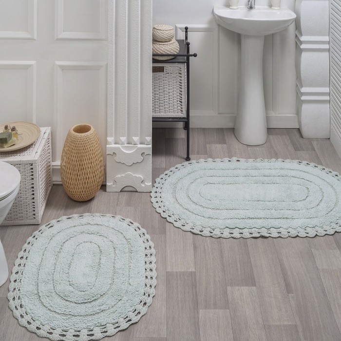 YANA (ментол) набор ковриков для ванной кружевной 60х100 и 50х70