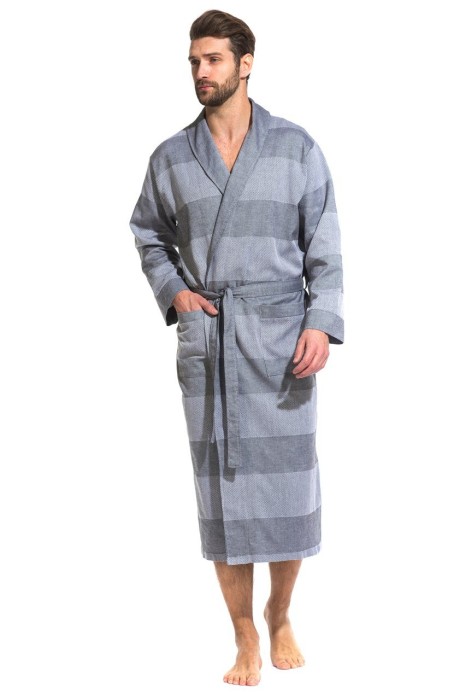 Легкий мужской халат из органического хлопка Pur Organique (PM France 417) серый