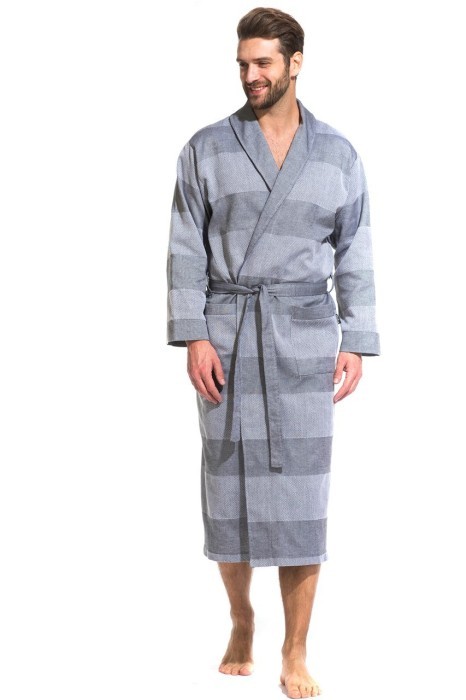 Легкий мужской халат из органического хлопка Pur Organique (PM France 417) серый