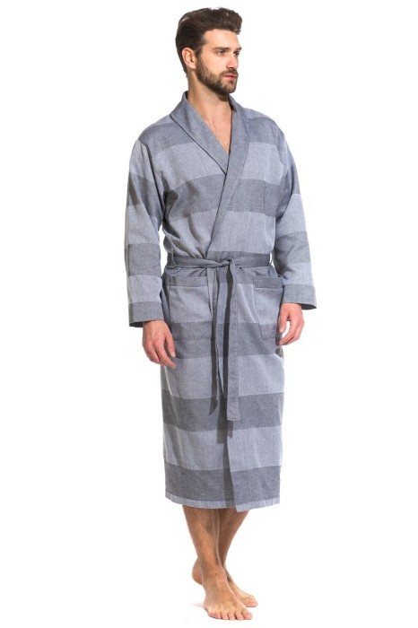 Легкий мужской халат из органического хлопка Pur Organique (PM France 417) серый
