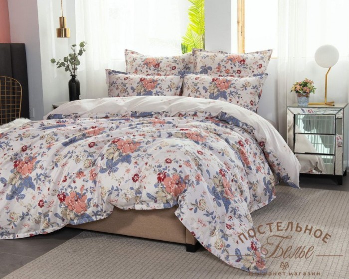 Эрин кремовый Комплект постельного белья сатин Евро 4н