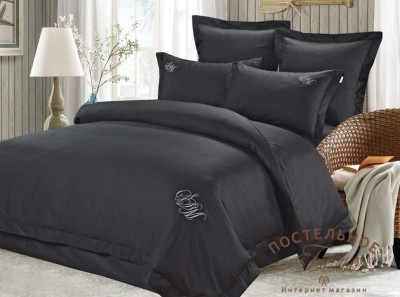 Джонатан (черный) Комплект постельного белья сатин Евро 4н
