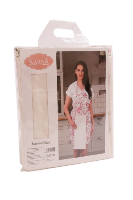 Фартук кухонный "KARNA" с салфеткой из велюра 30x50 см Фуксия