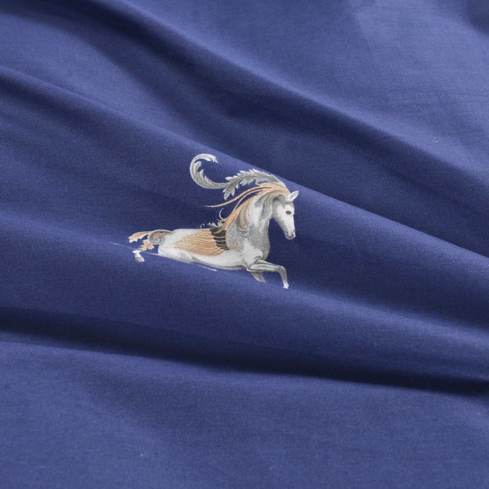 Алексия (синяя) Комплект постельного белья сатин Евро 4н