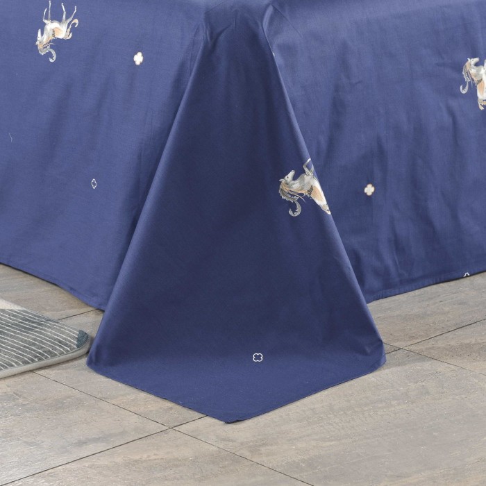 Алексия (синяя) Комплект постельного белья сатин Евро 4н