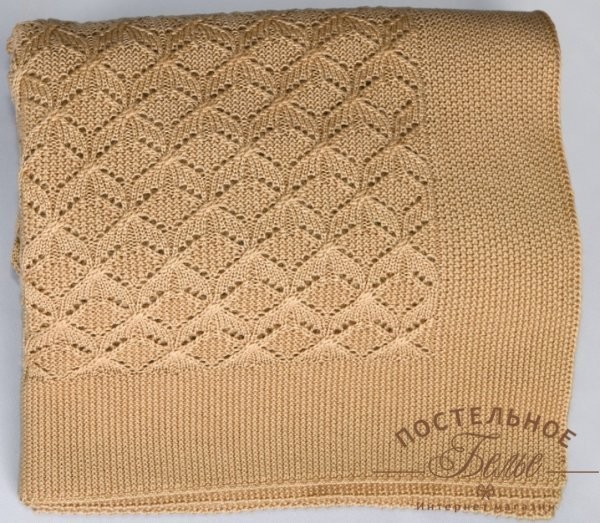 Плед вязанный Елочка лагуна 150x200