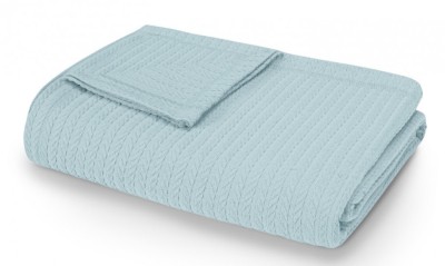 Плед-покрывало хлопковый коса нежно-голубой 220 x 230 см