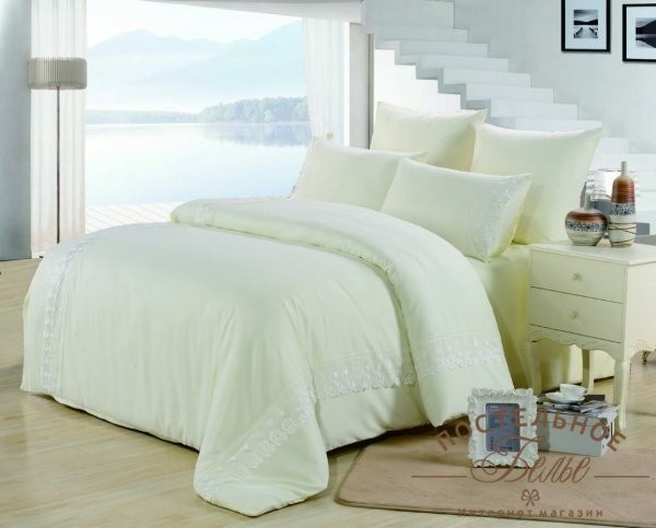 Постельное белье Valtery софткоттон с гипюром MG-02 двуспальное