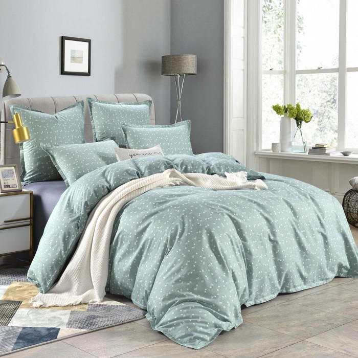 Аурика (голубая) Комплект постельного белья сатин Евро 4н