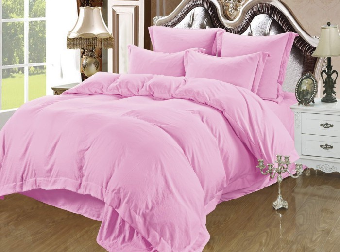 Луиза (розовая) Комплект постельного белья Жатка Евро 4н