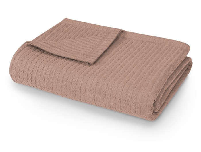 Плед-покрывало хлопковый коса коралловый 200x230