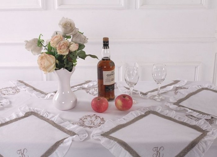 Салфетки Лен Флер-де-лис бежевый/молоко 40х40 см