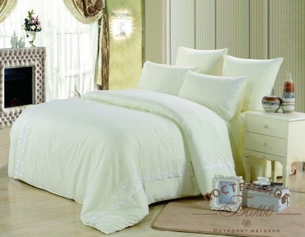 Постельное белье Valtery софткоттон с гипюром MG-03 двуспальное