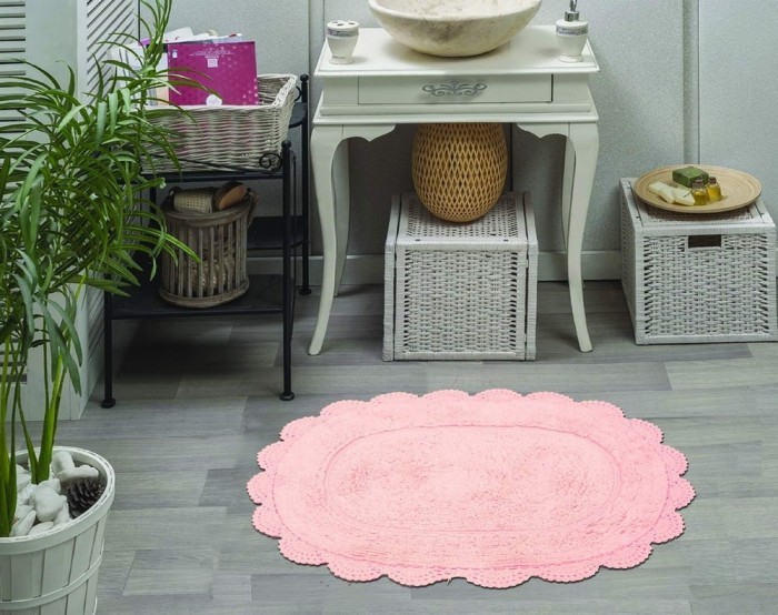 MELINDA (пудра) Набор ков. для ванной кружевной 60х100 и 50х70