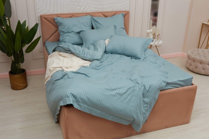 Моне (изумруд) страйп сатин Евро 4н