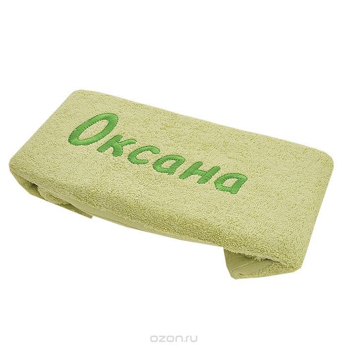 Подарочное полотенце TAC махровое 50х90см, с вышивкой, 430 г/м2 (Оксана, светло-зеленый)