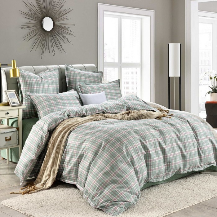 Фидель (морская волна) Комплект постельного белья сатин Евро 4н