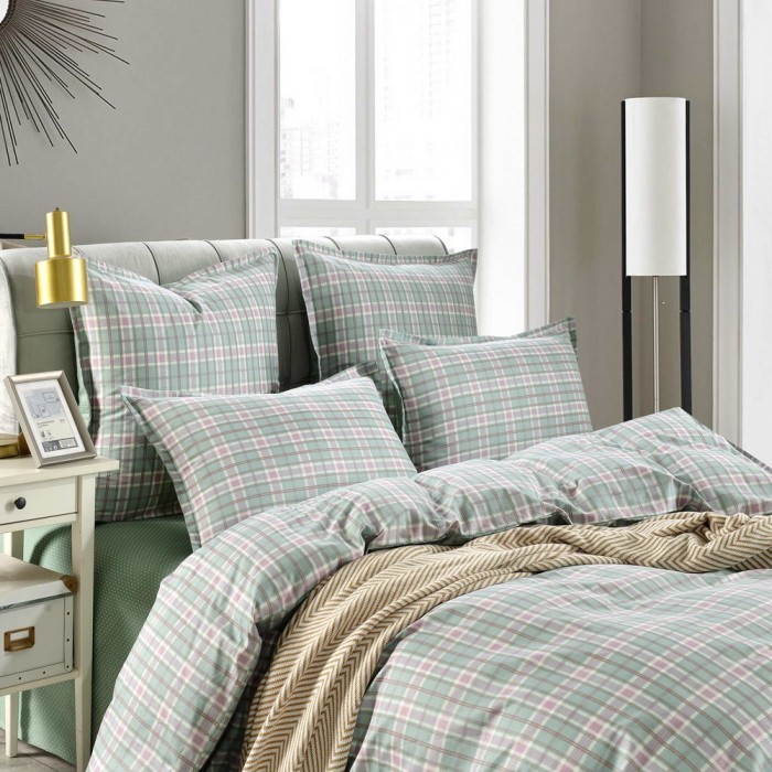 Фидель (морская волна) Комплект постельного белья сатин Евро 4н