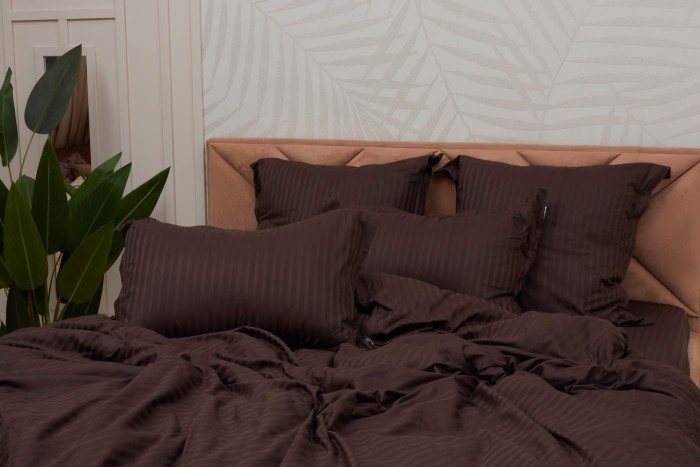 Моне (шоколад) страйп сатин Евро 4н