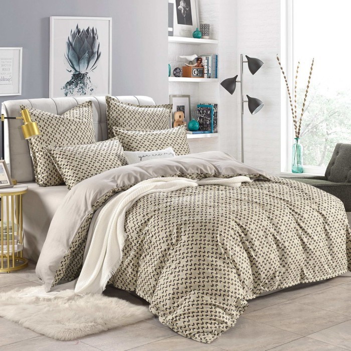 Арно (беж) Комплект постельного белья сатин Евро 4н