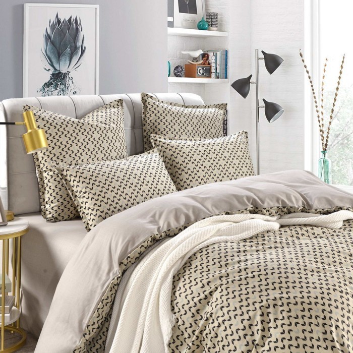 Арно (беж) Комплект постельного белья сатин Евро 4н