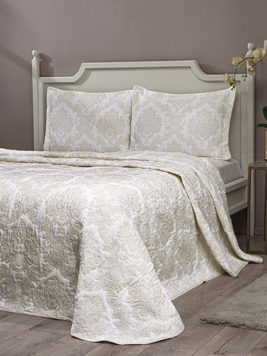 Покрывало жаккард "KARNA" DARYA 240x260 50x70 Кремовый