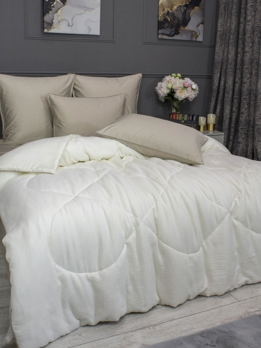 Комплекты для сна Muslin & Satin Solid color (крем карамель) Евро