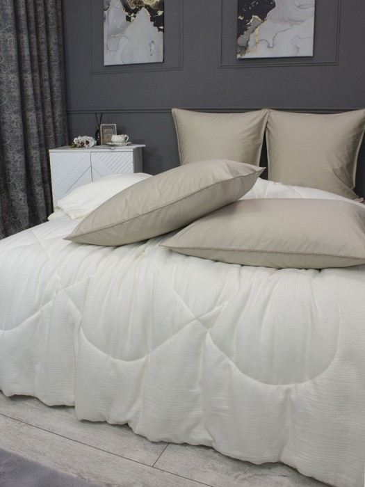 Комплекты для сна Muslin & Satin Solid color (крем карамель) Евро