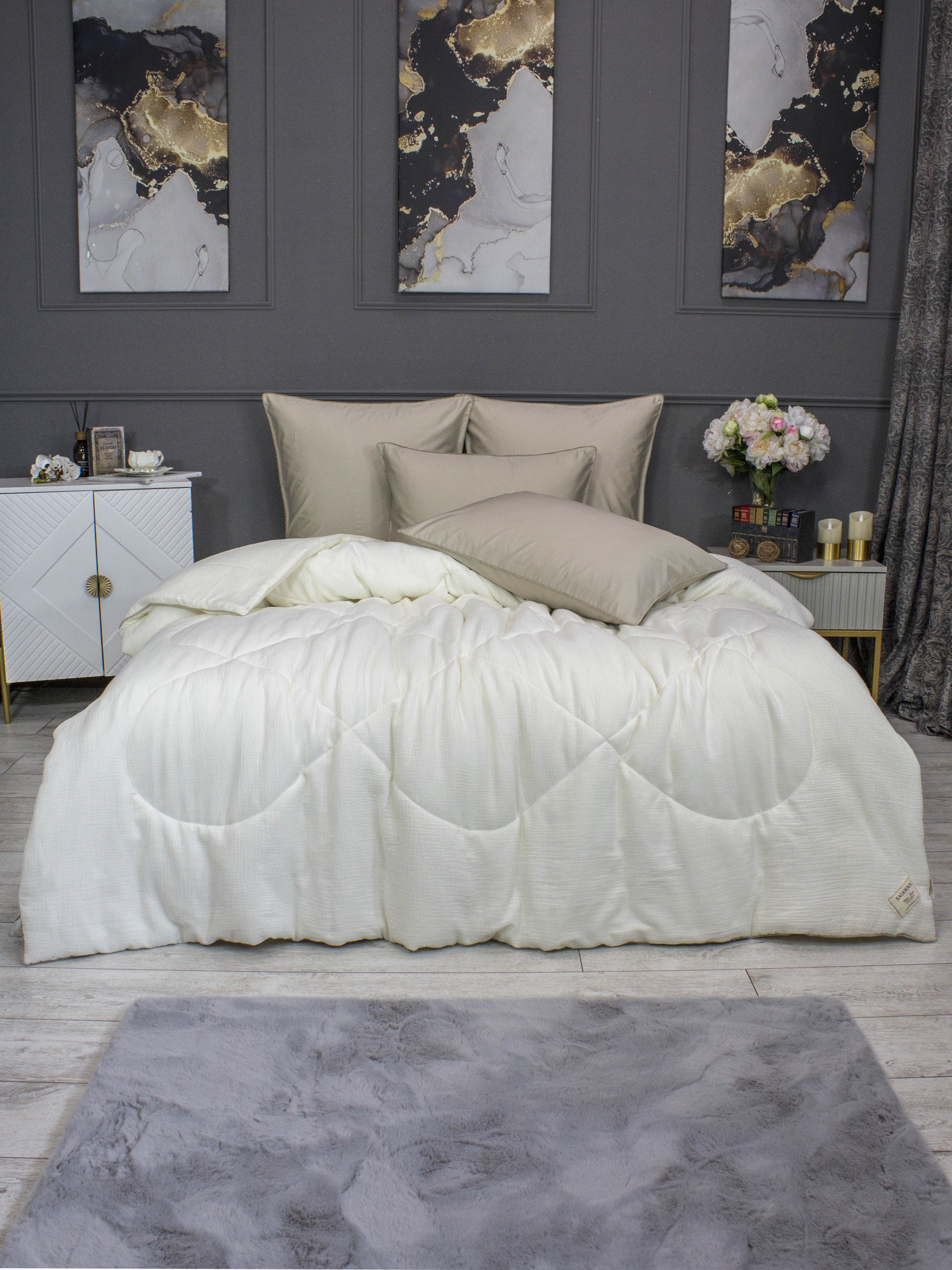 Комплекты для сна Muslin &amp; Satin Solid color (крем карамель) Евро
