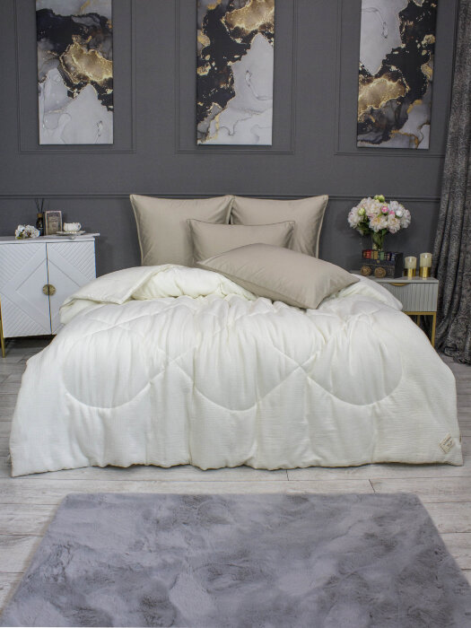 Комплекты для сна Muslin & Satin Solid color (крем карамель) Евро